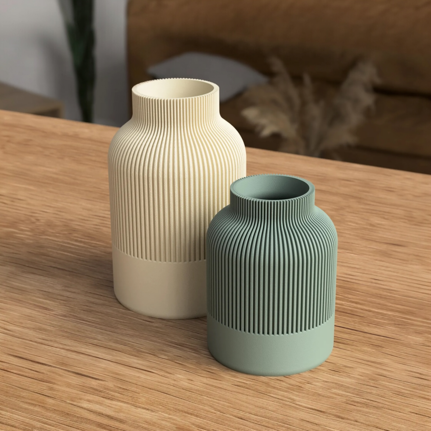 TERRAVUE – Designvase mit Rillenstruktur & edlem Zweifarb-Look