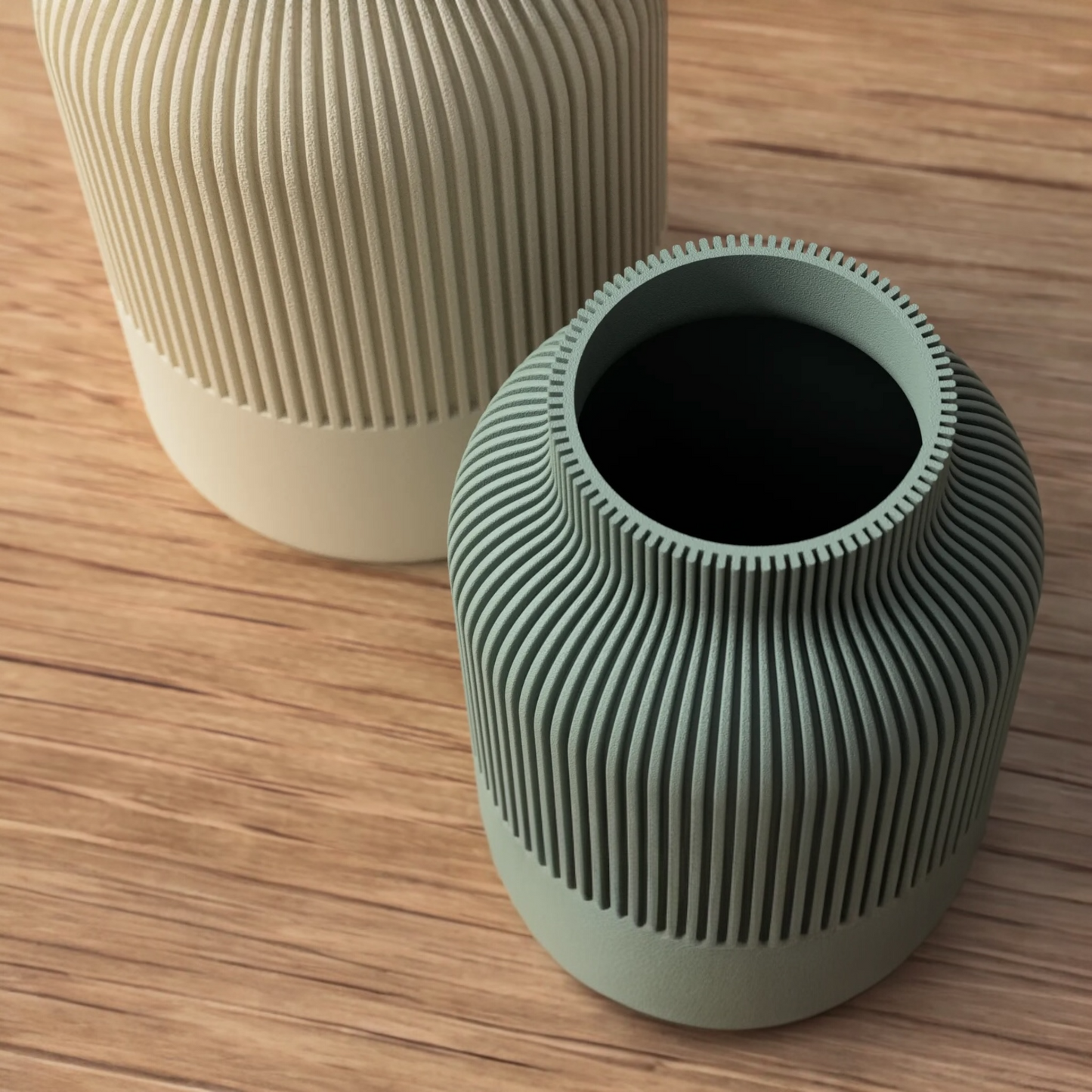 TERRAVUE – Designvase mit Rillenstruktur & edlem Zweifarb-Look