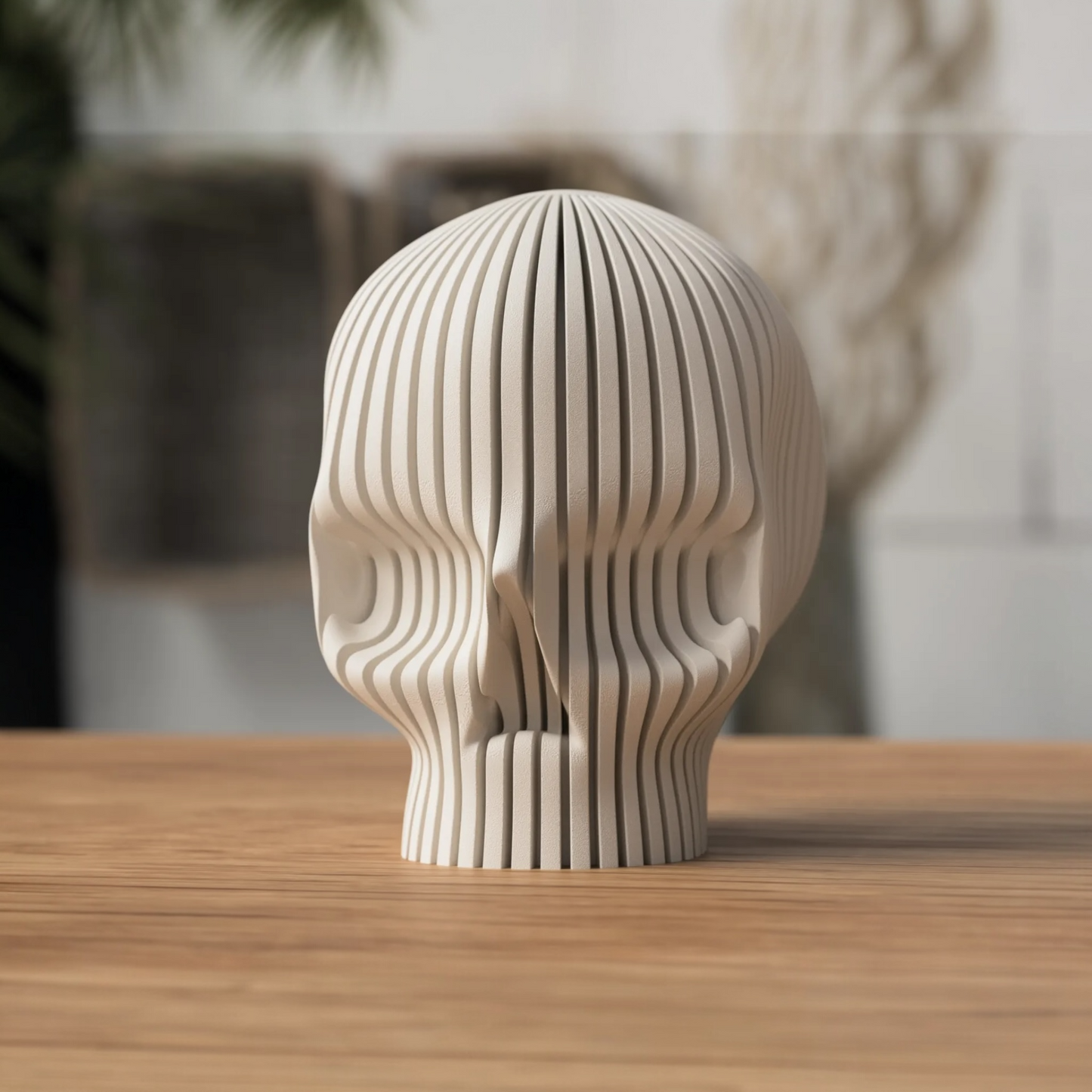 SKULVÉA – Skulpturaler Design-Schädel mit organischer Rillenstruktur