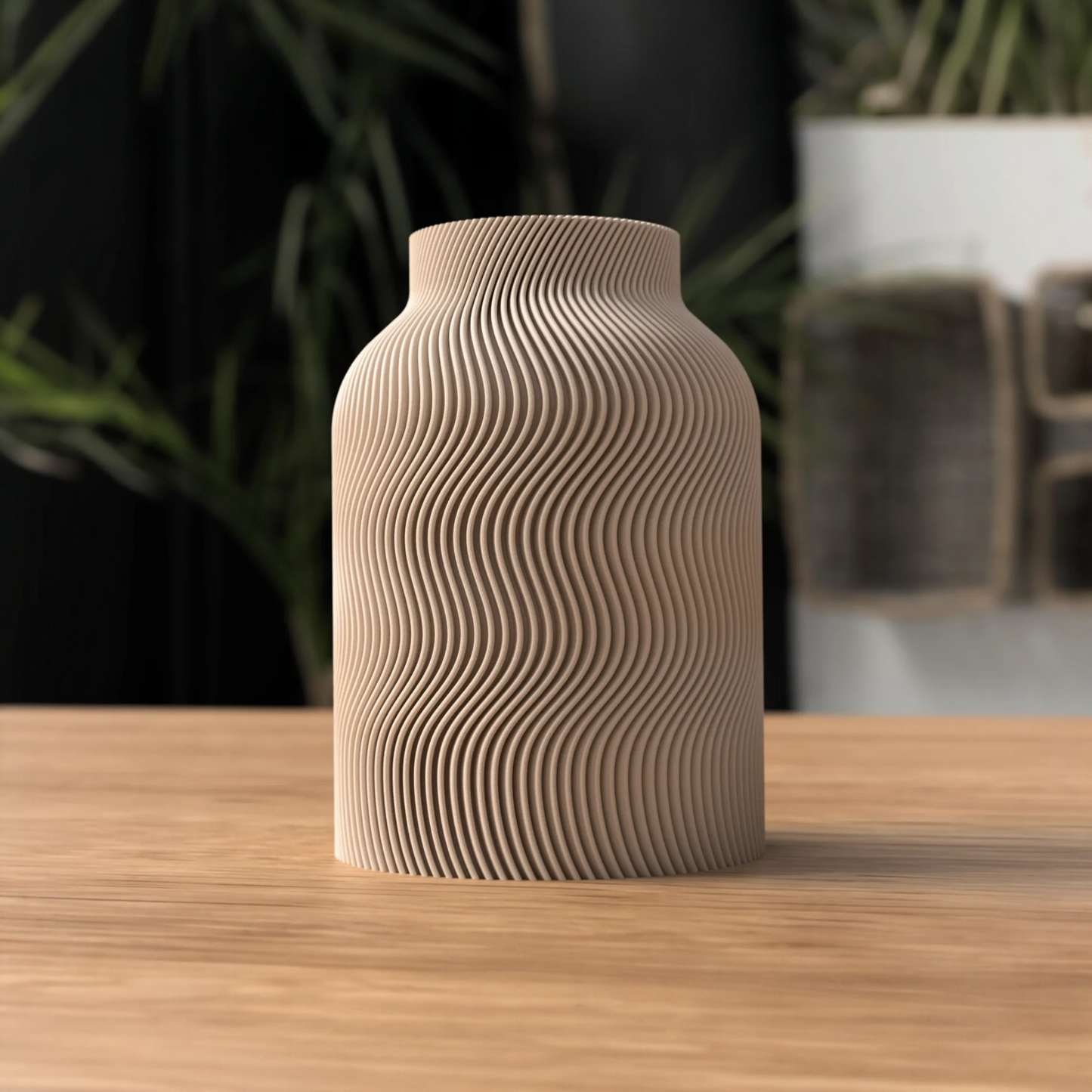 SERAVA – Skulpturale Designvase mit sanfter Wellenstruktur