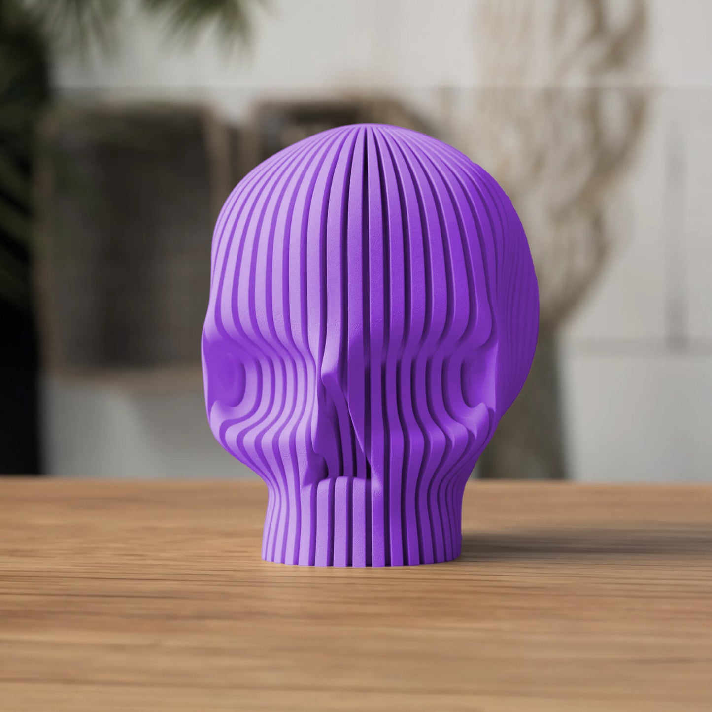 SKULVÉA – Skulpturaler Design-Schädel mit organischer Rillenstruktur