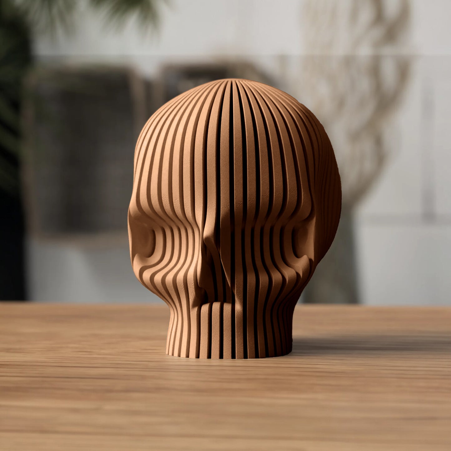 SKULVÉA – Skulpturaler Design-Schädel mit organischer Rillenstruktur