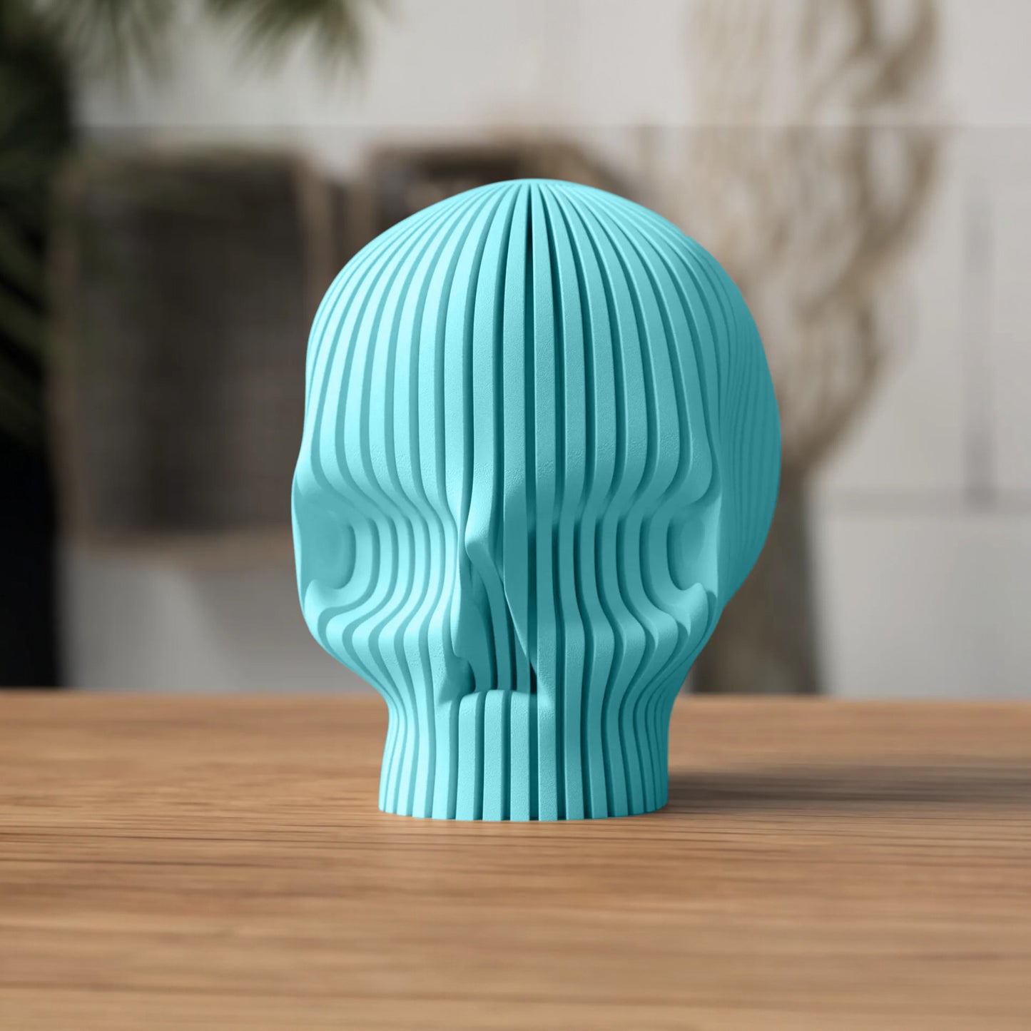 SKULVÉA – Skulpturaler Design-Schädel mit organischer Rillenstruktur