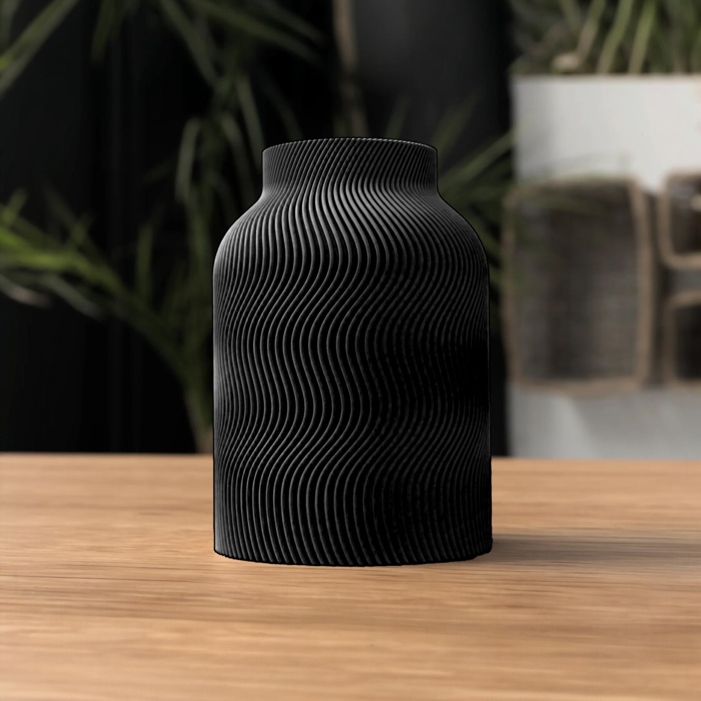 SERAVA – Skulpturale Designvase mit sanfter Wellenstruktur